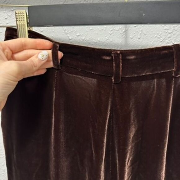 Ralph Lauren Purple Label Brown Velvet Pleated Trousers Straight / Wide US 10 - Picture 8 of 12